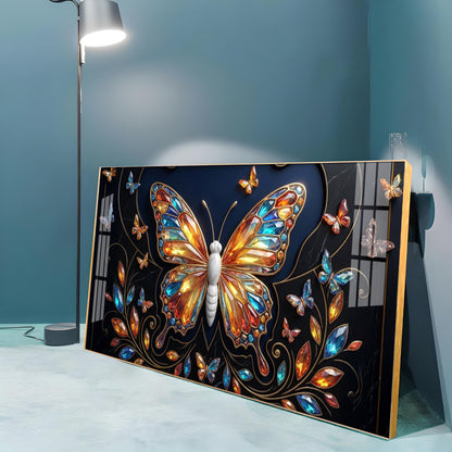 Colorful Butterfly With Stained Glass Effects Premium Acrylic Horizontal Wall Art