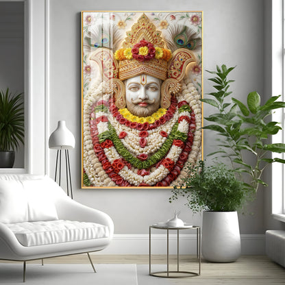 Hindu Deity Khatu Shyam Ji Premium Acrylic Vertical Wall Art