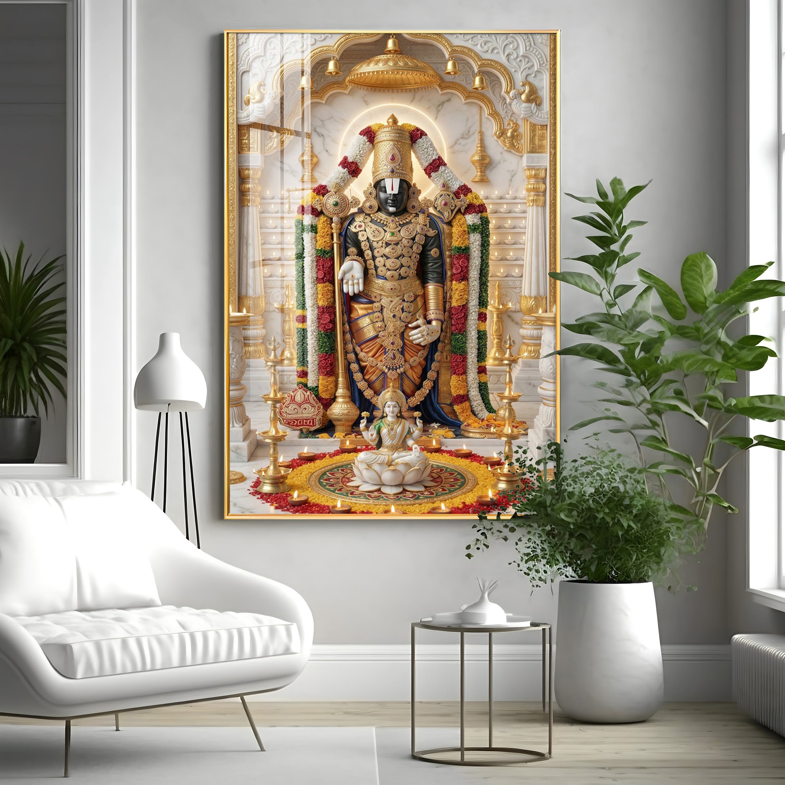 Depiction of Lord Venkateswara Premium Acrylic Vertical Wall Art