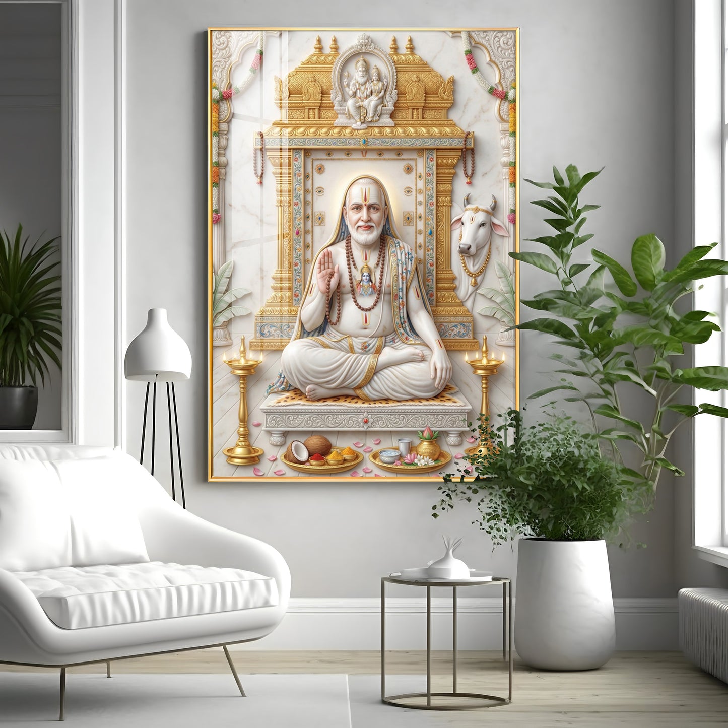 Guru Raghavendra Swamy Ji Premium Acrylic Vertical Wall Art