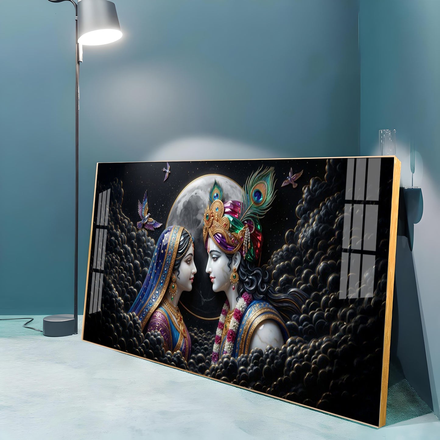 Divine Radha Krishna Premium Acrylic Horizontal Wall Art