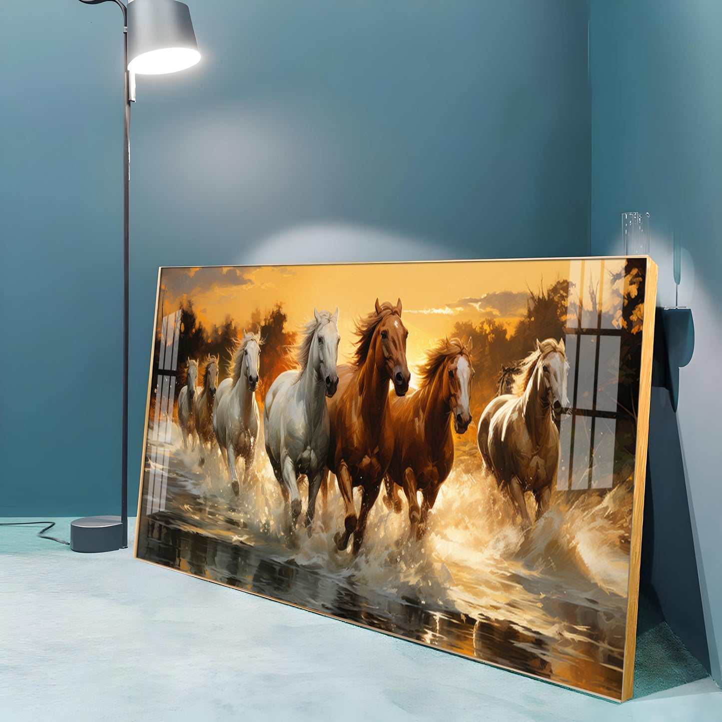 Seven Horses Painting Premium Acrylic Horizontal Wall Art