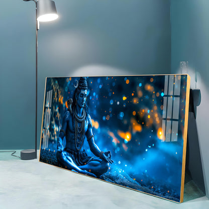 Mahadev In Spiritual Endeavor Premium Acrylic Horizontal Wall Art