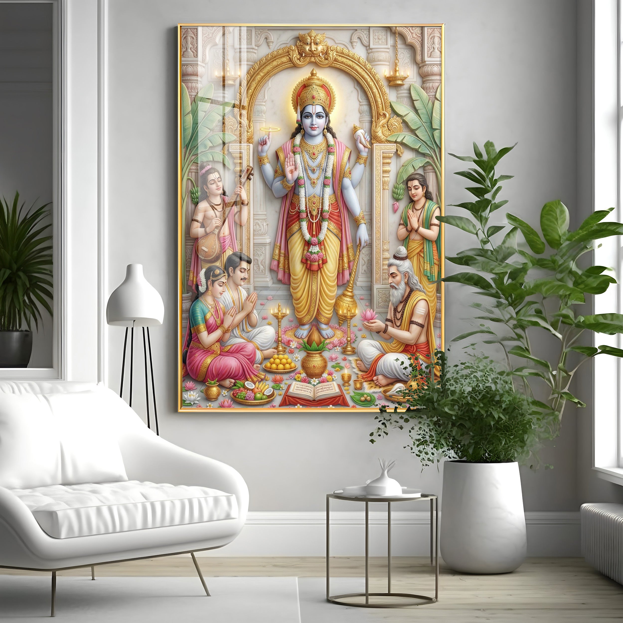 Lord Satyanarayan Premium Acrylic Vertical Wall Art