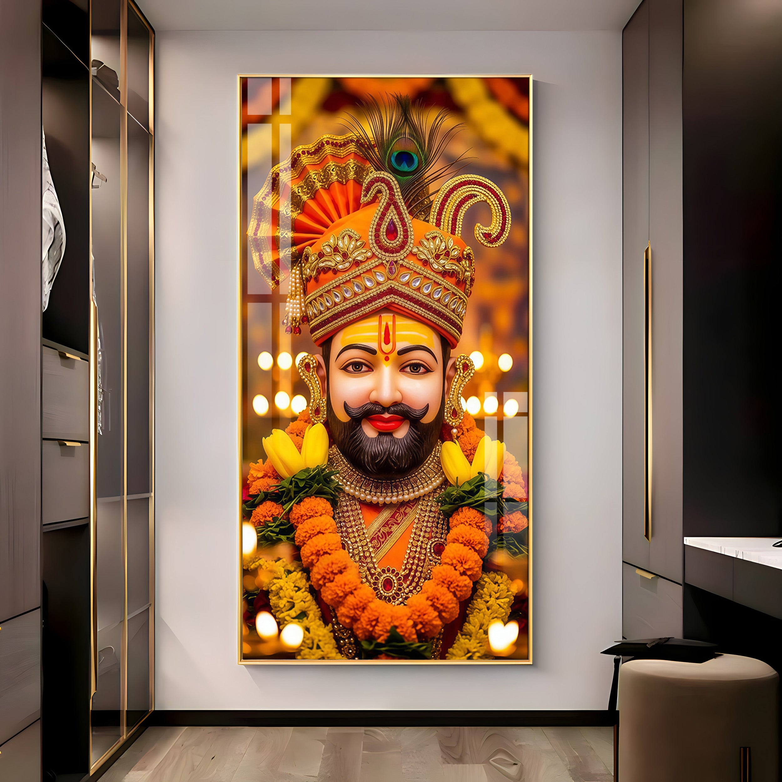 Hare Ka Sahara Modern Luxury Backlight Vertical Wall Art