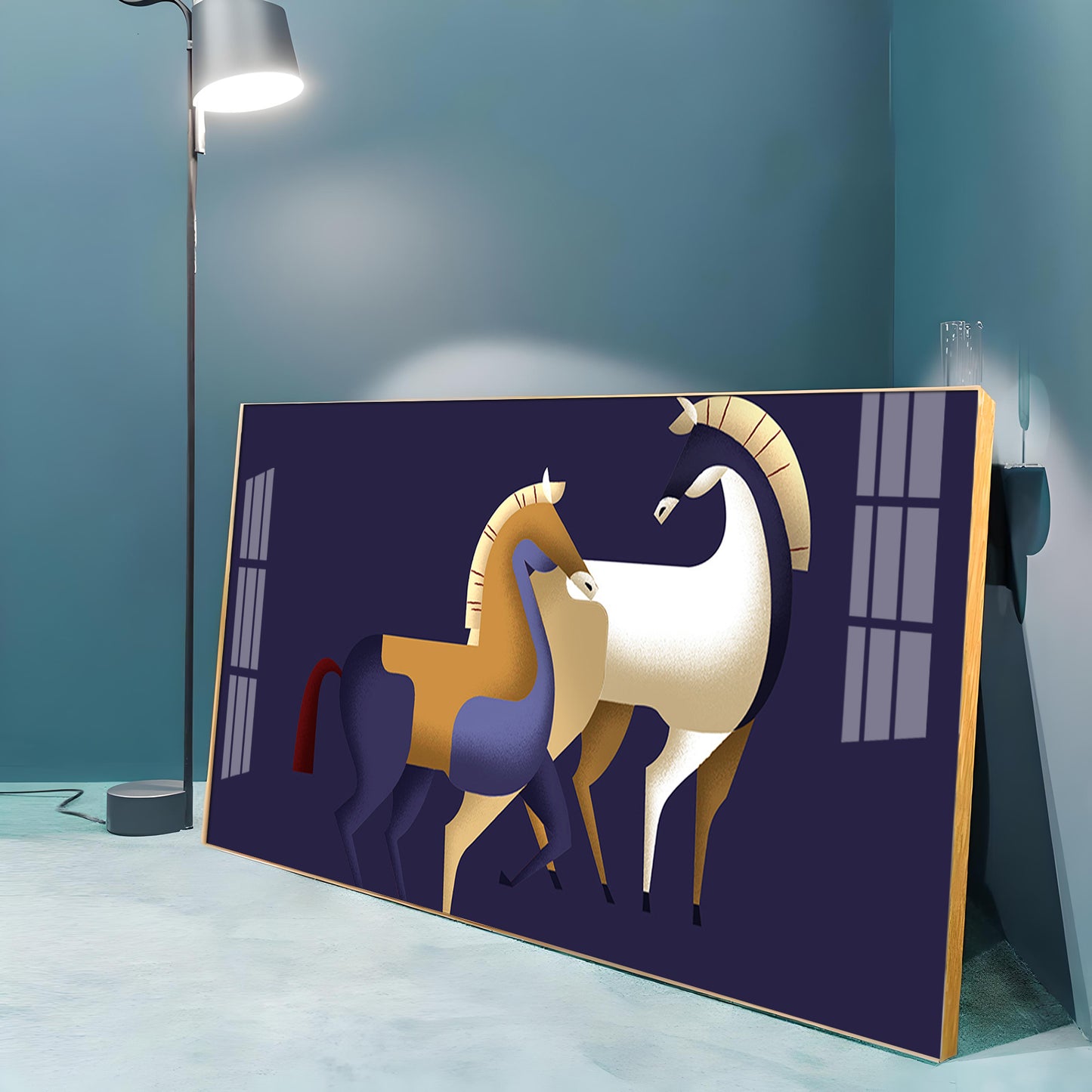 Two Stylized Horses Premium Acrylic Horizontal Wall Art