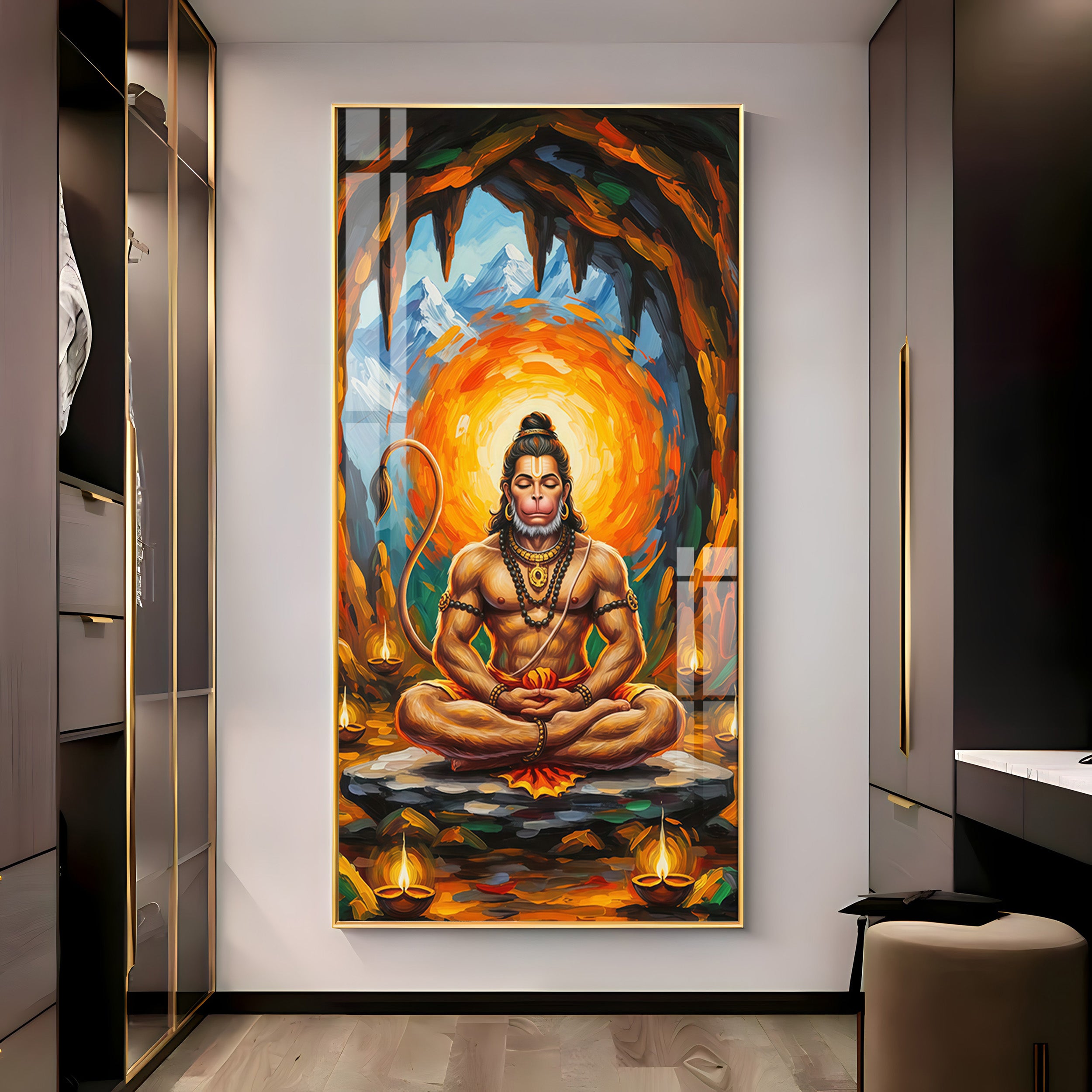 Lord Shiv Ji Modern Luxury Backlight Vertical Wall Art