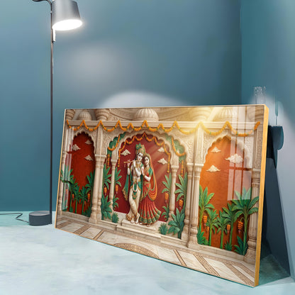 Hindu Deity Krishna With Radha Premium Acrylic Horizontal Wall Art