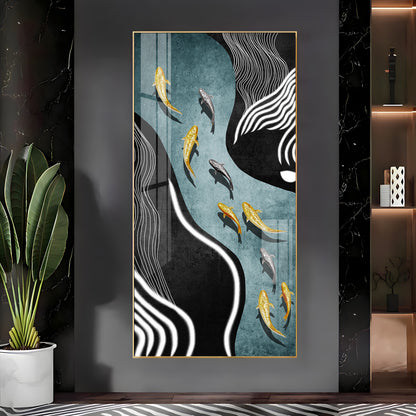Fish Flow Fusion Premium Acrylic Vertical Wall Art