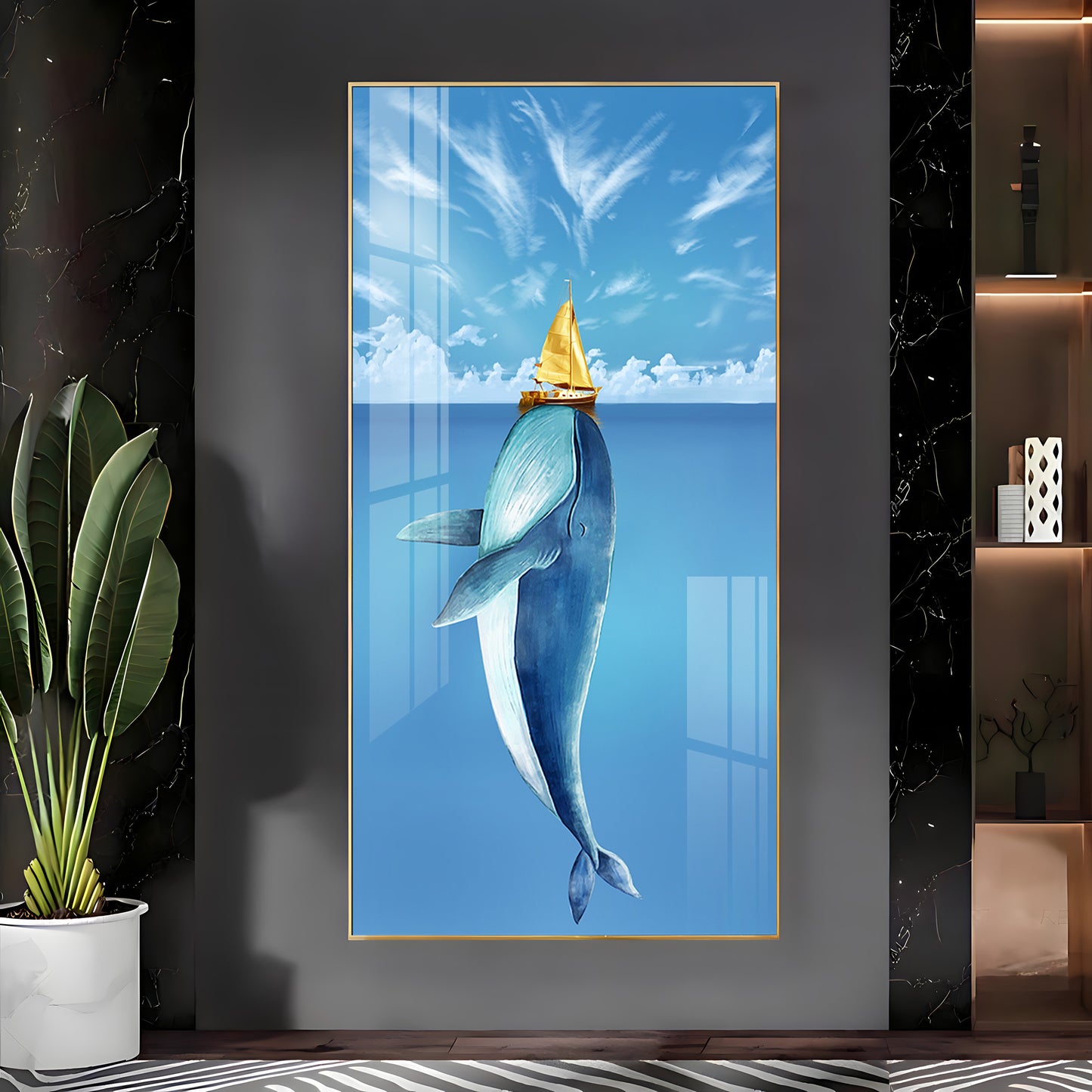 Cartoon Whale Premium Acrylic Vertical Wall Art