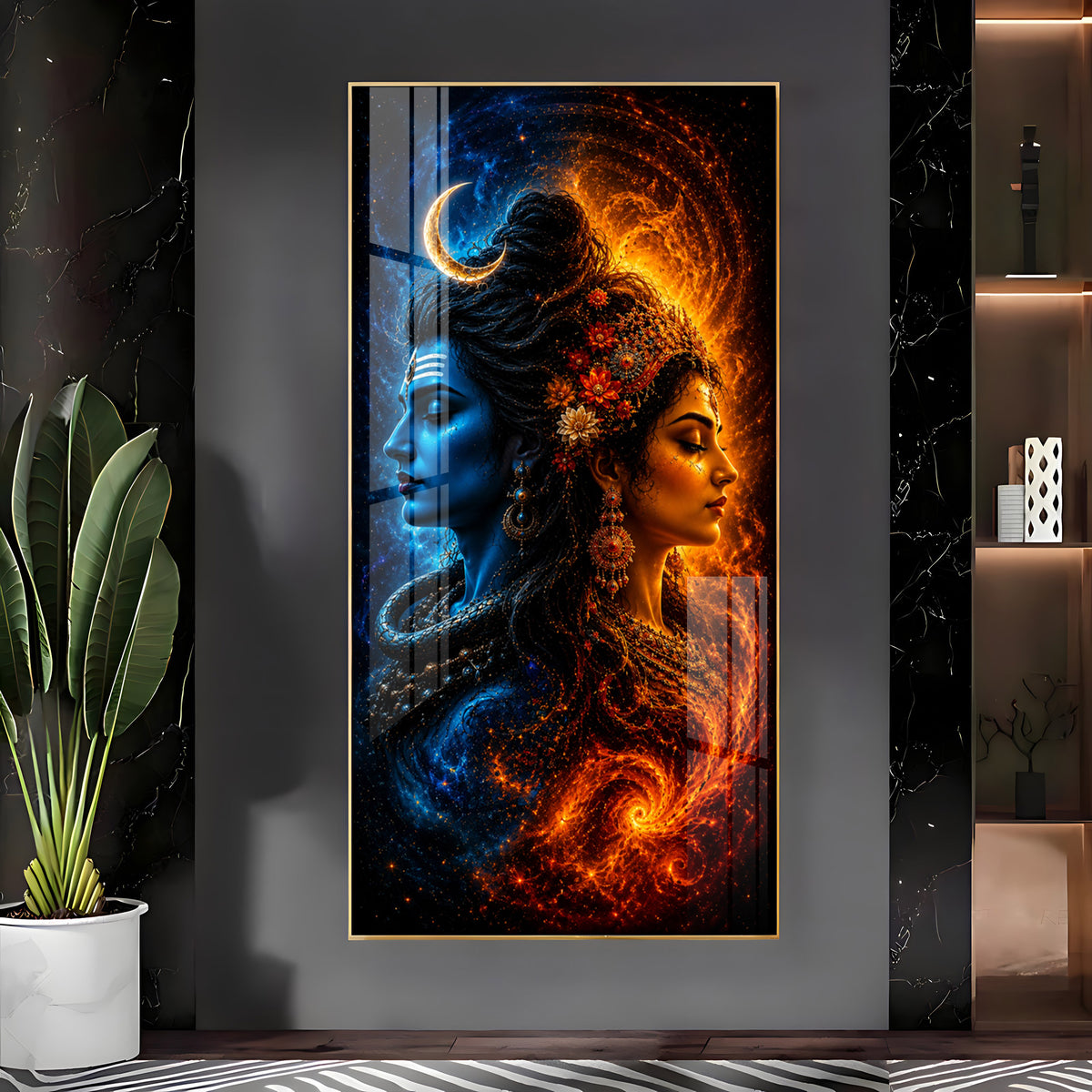 Celestial Ardhanarishvara Cosmic Balance Premium Acrylic Vertical