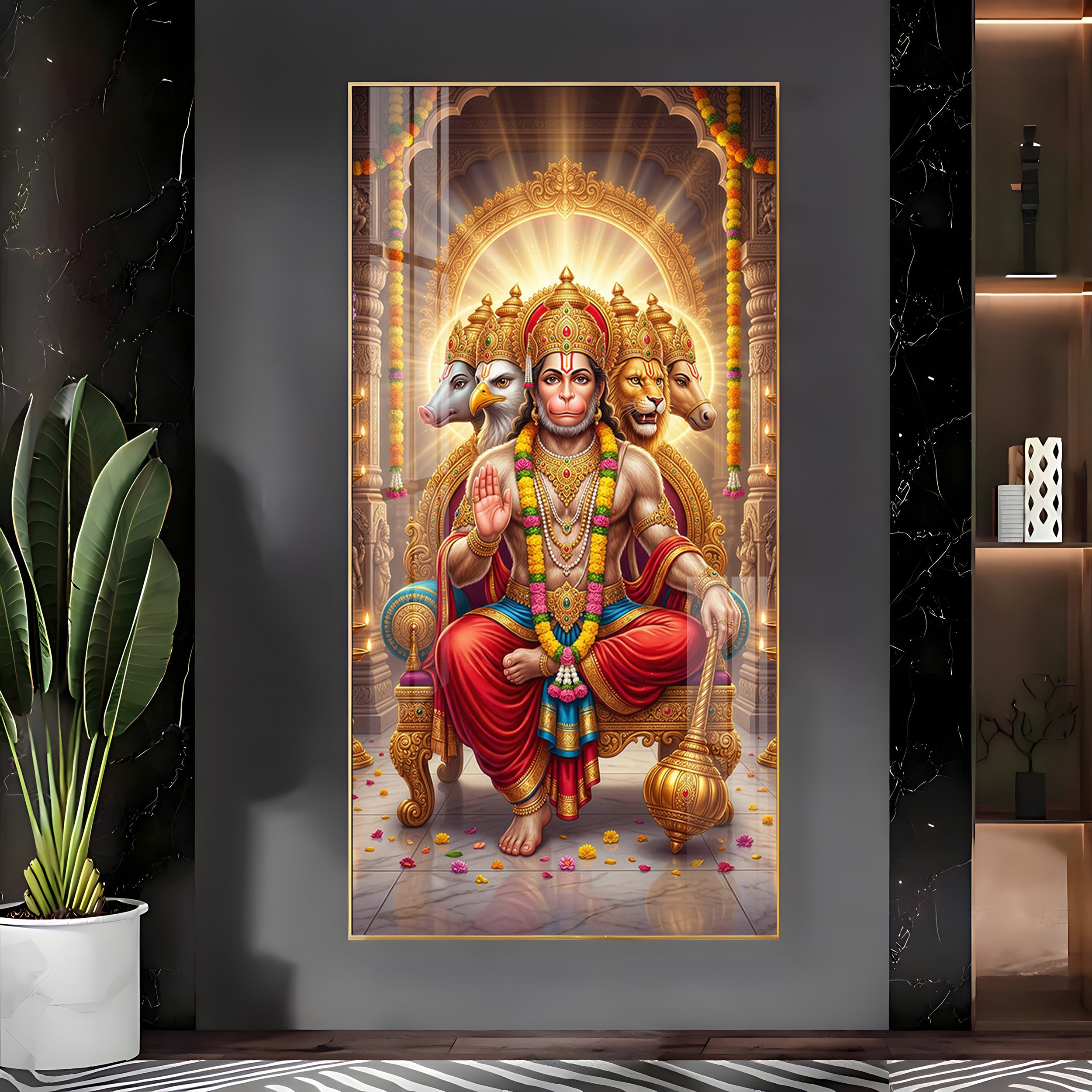Divine Panchmukhi Hanuman Ji Essence Premium Acrylic Vertical Wall Art