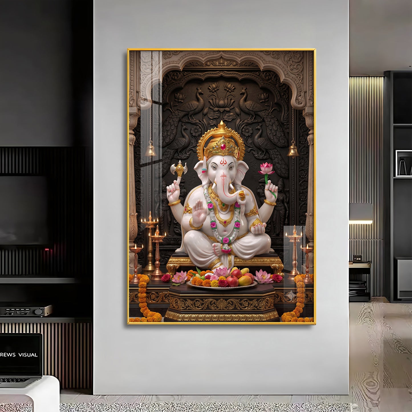 Divine Vighnaharta Ganesh Ji Premium Acrylic Vertical Wall Art