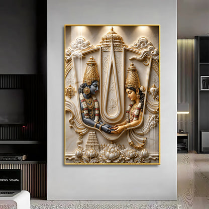 Lord Vishnu Shri Lakshmi Premium Acrylic Vertical Wall Art