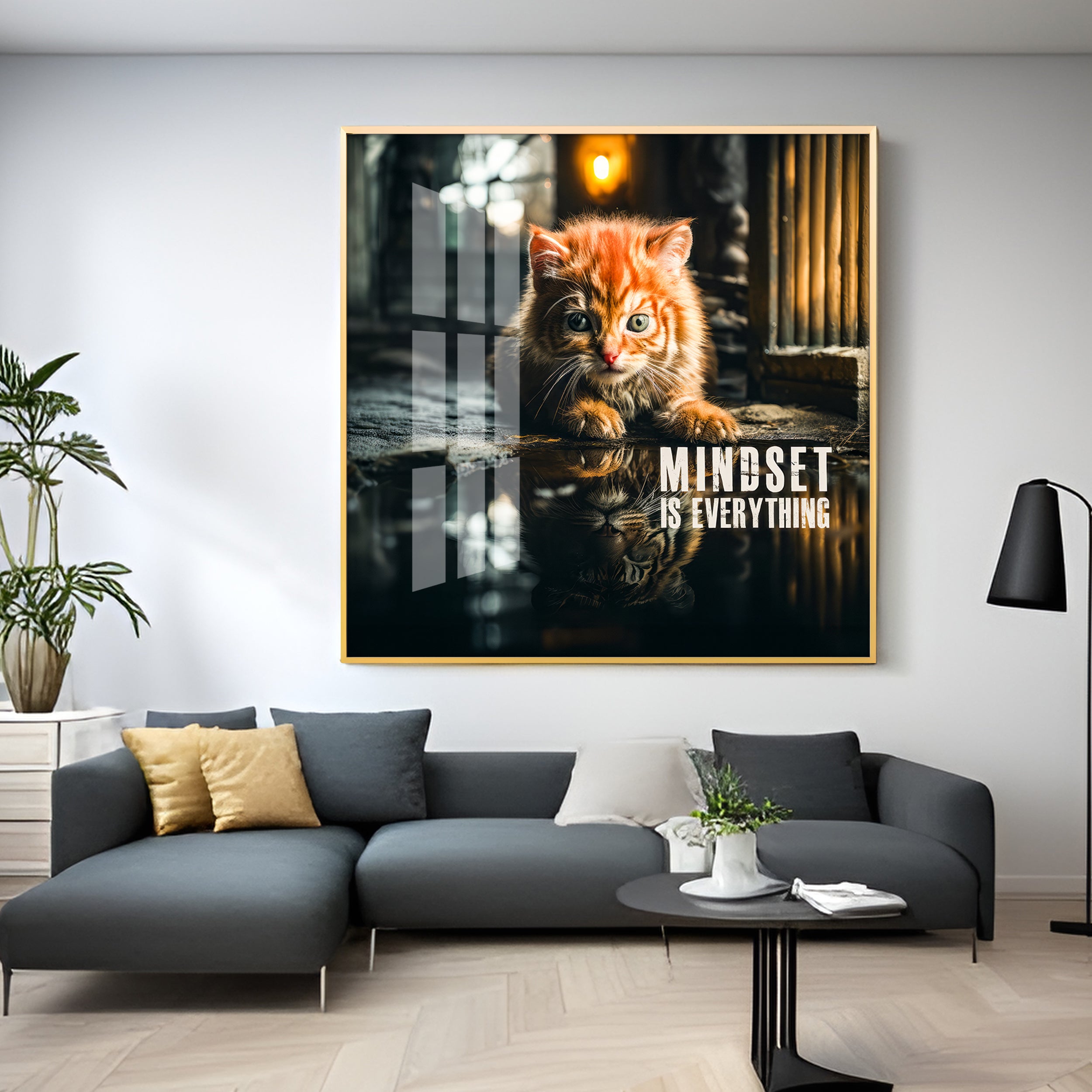 Mindset Is Everything Motivational Premium Acrylic Square Wall Art