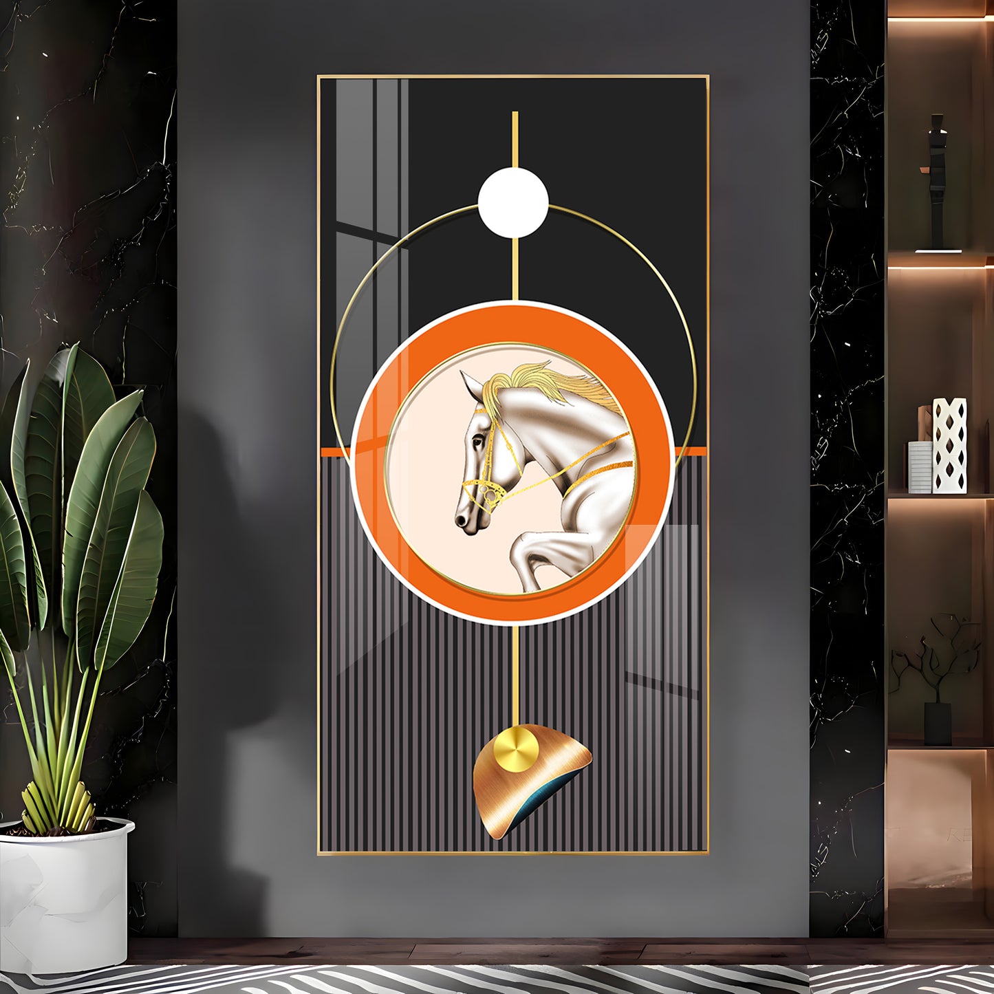 Horse Golden Ember Premium Acrylic Vertical Wall Art