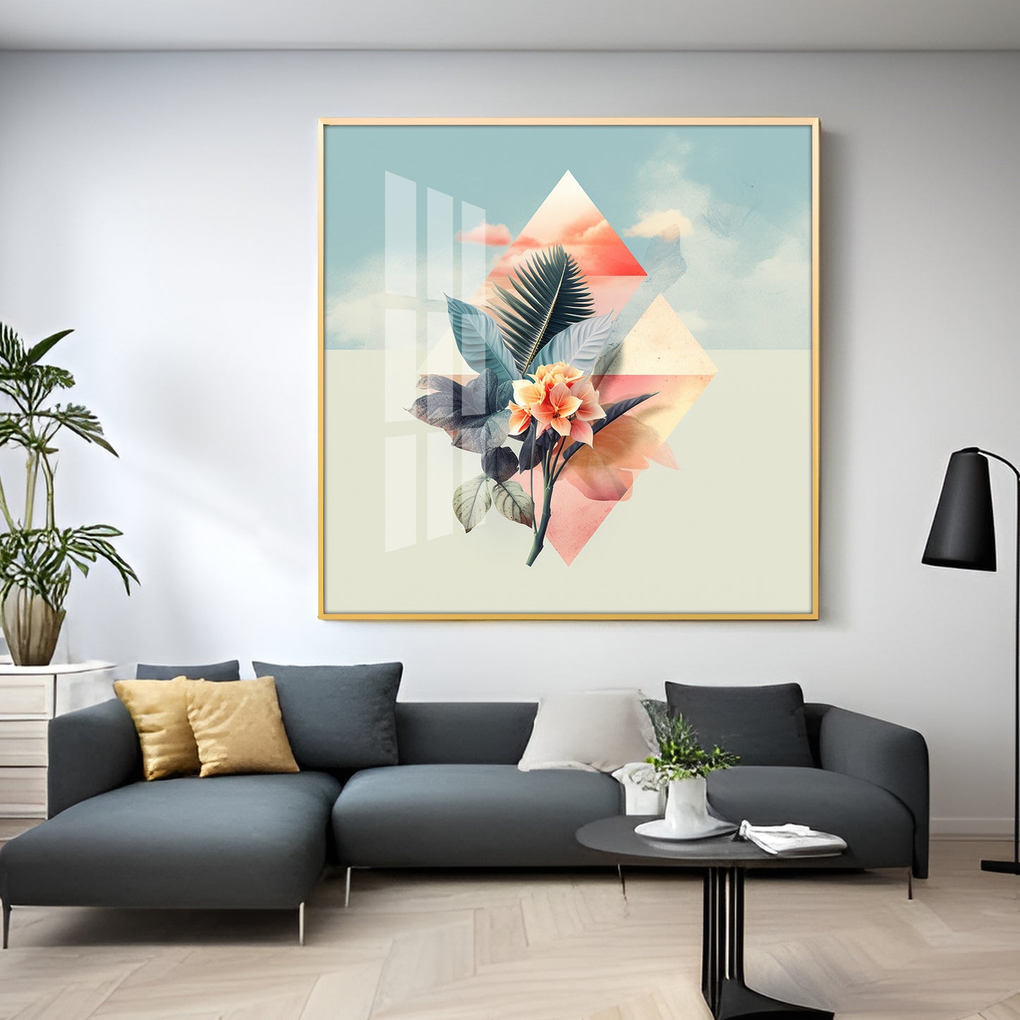 Beautiful Floral Composition Premium Acrylic Square Wall Art