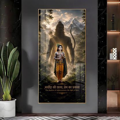 Shri Krishna With Aura Of Purushottam Ram Premium Acrylic Vertical Wall Art