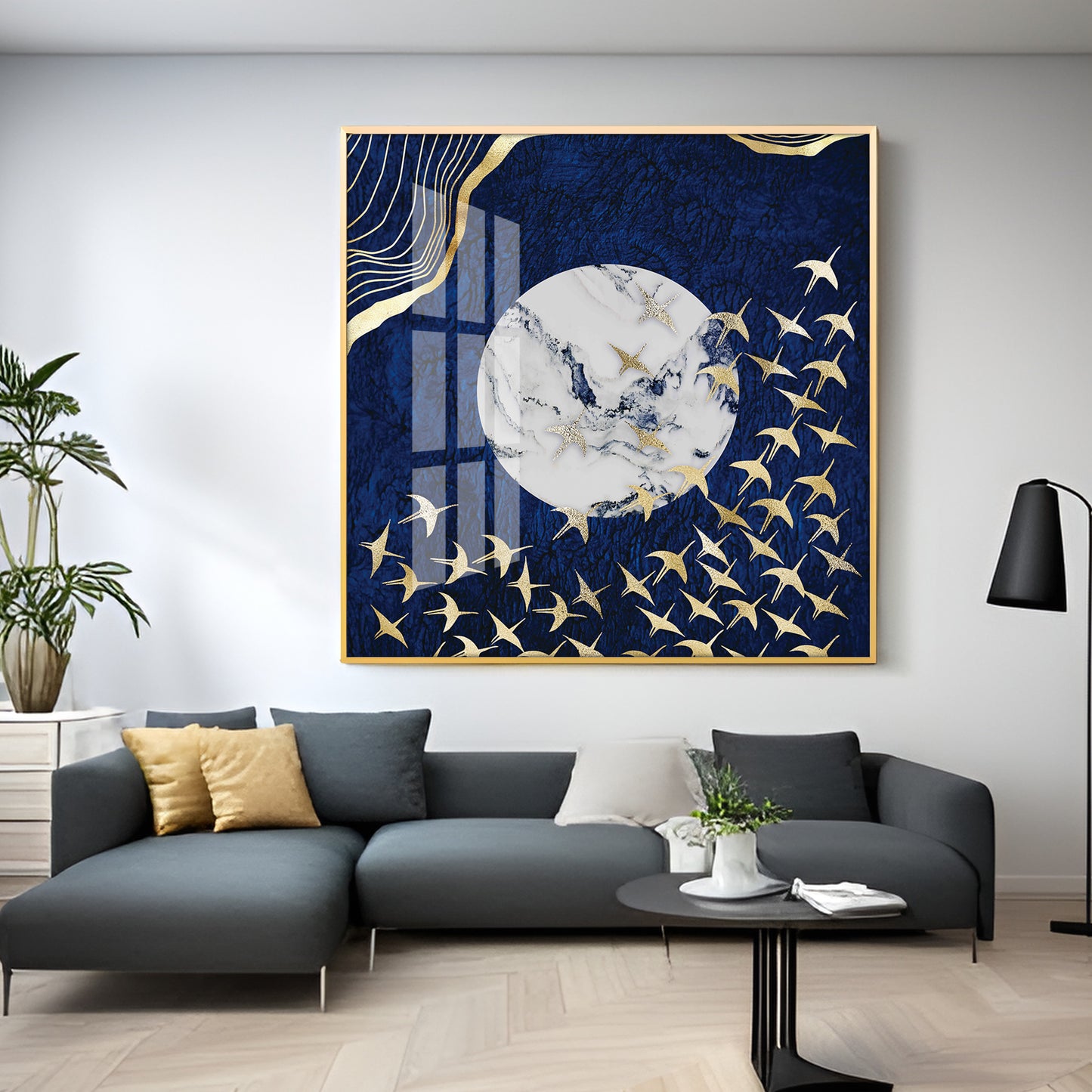 Flying Flamingo Premium Acrylic Square Wall Art
