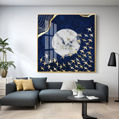 Flying Flamingo Premium Acrylic Square Wall Art