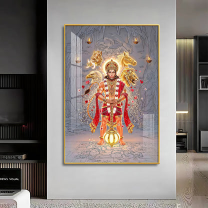 Hindu Deity Panchmukhi Hanuman Premium Acrylic Vertical Wall Art