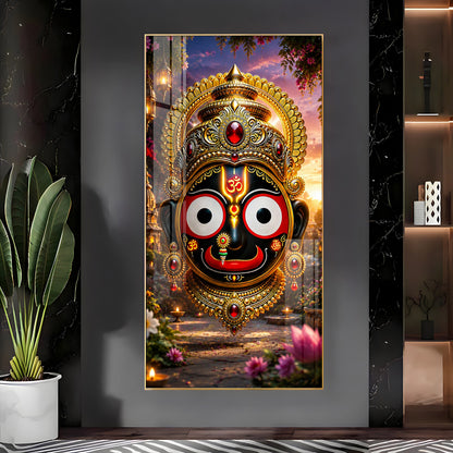 Lord Jagannath Face Premium Acrylic Vertical Wall Art