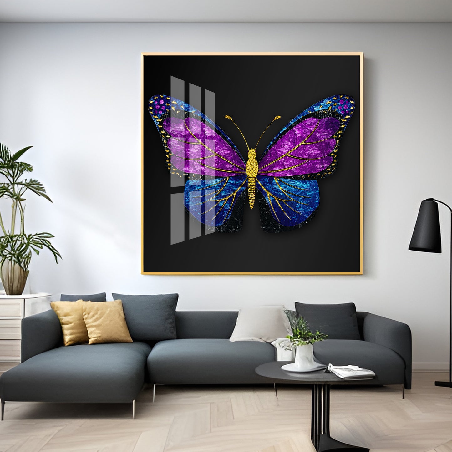 Colorful Butterfly Premium Acrylic Square Wall Art