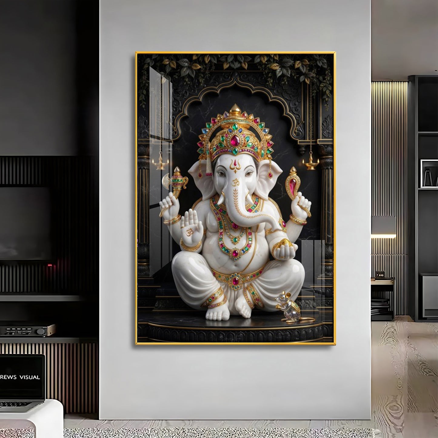 Hindu God Ganesh Ji Premium Acrylic Vertical Wall Art