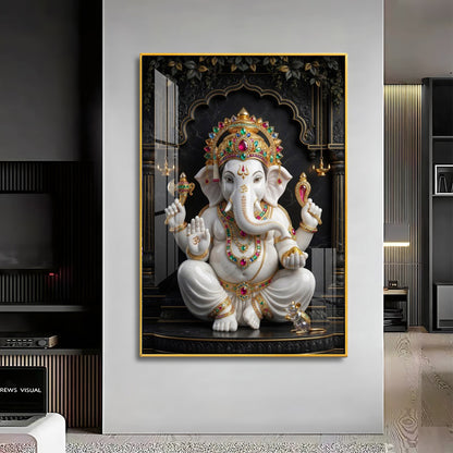 Hindu God Ganesh Ji Premium Acrylic Vertical Wall Art