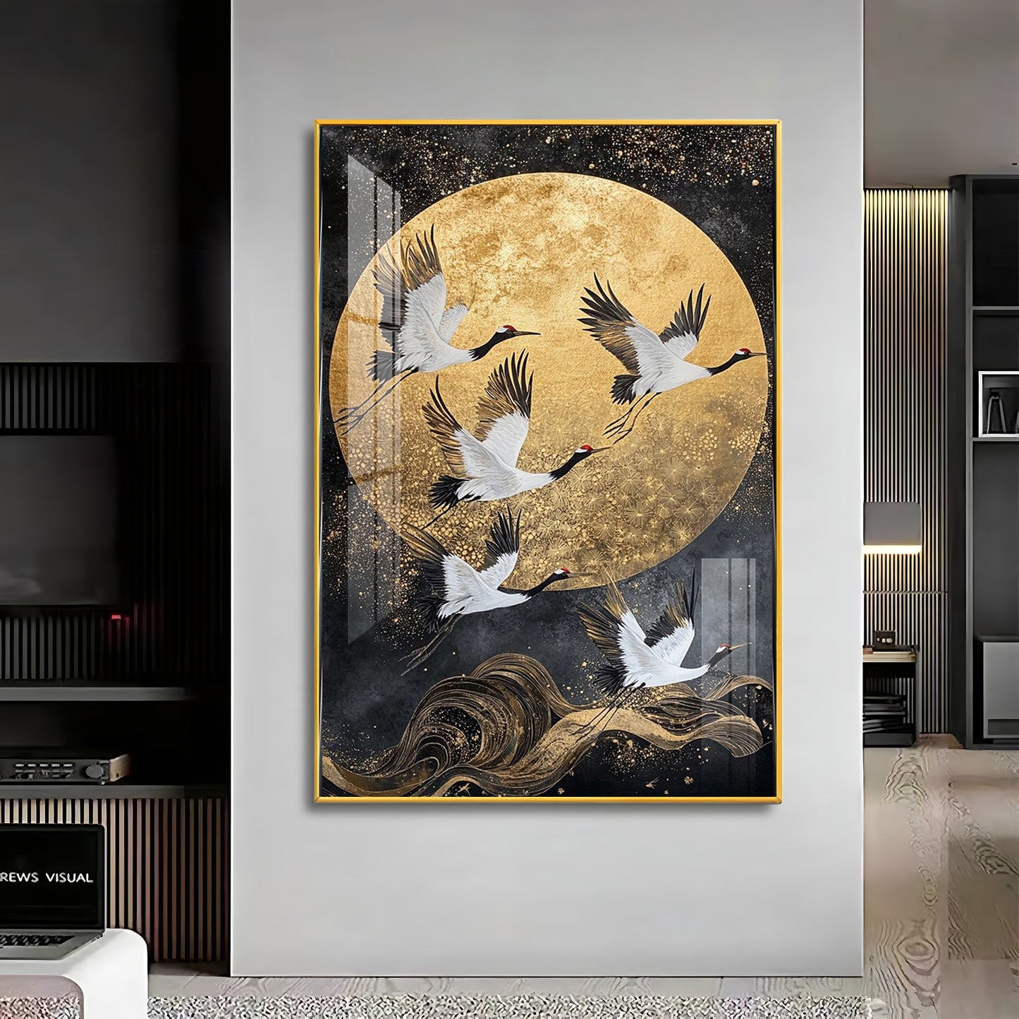 Majestic Cranes Soar Premium Acrylic Vertical Wall Art