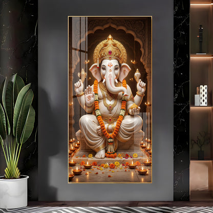 Ganesh Ji Eternal Wisdom Premium Acrylic Vertical Wall Art