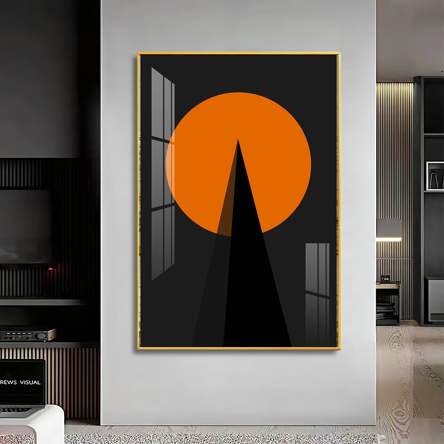 Black Orange Geometry Premium Acrylic Vertical Wall Art