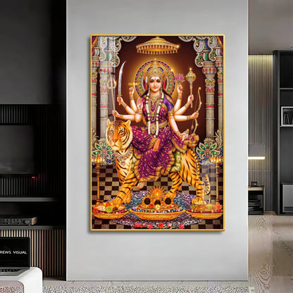 Maa Sherawali Premium Acrylic Vertical Wall Art