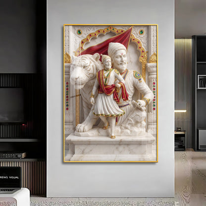 Chhatrapati Shivaji Maharaj With Tiger Premium Acrylic Vertical Wall Art