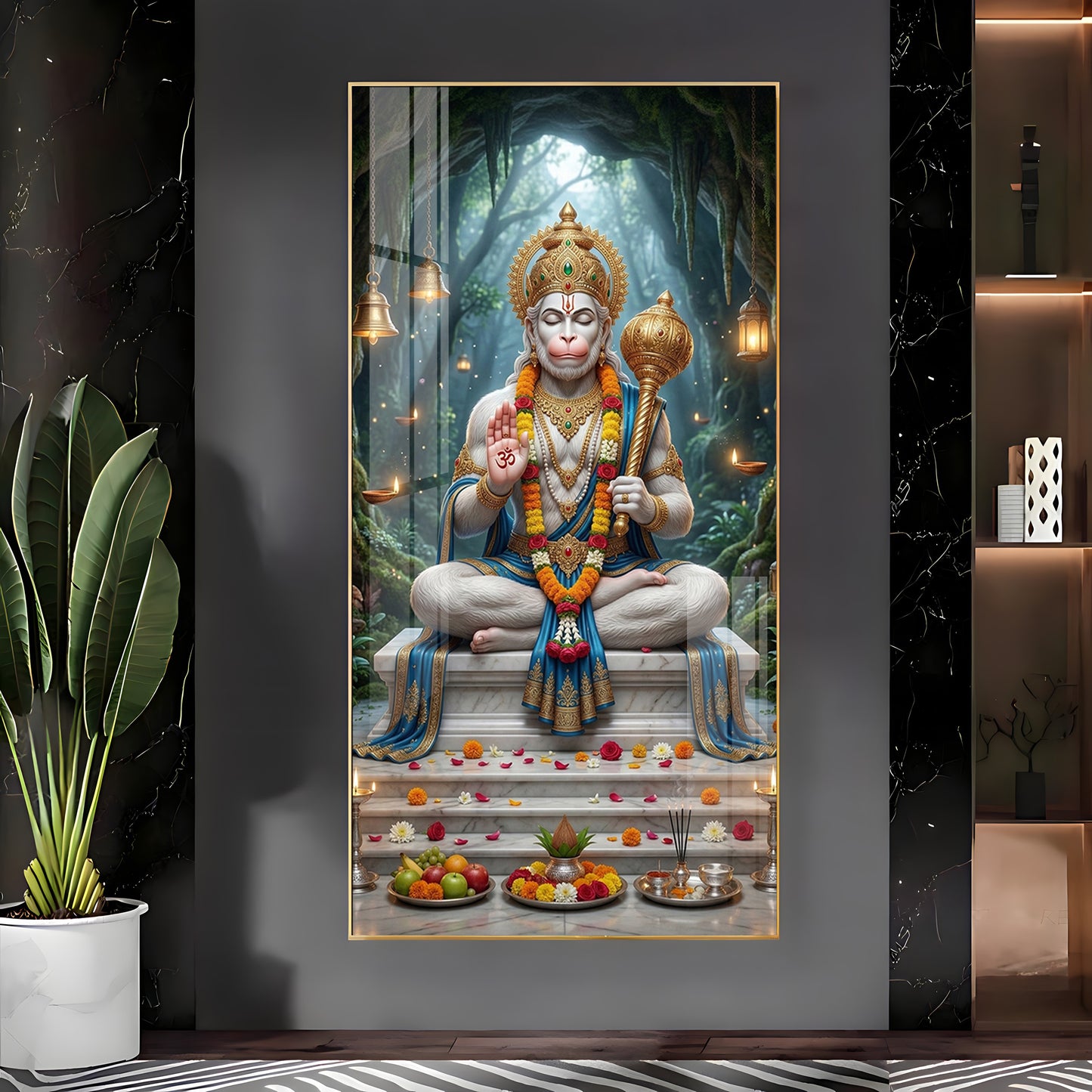 Divine Harmony Of Lord Hanuman Premium Acrylic Vertical Wall Art