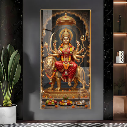 Maa Durga Blessing Premium Acrylic Vertical Wall Art