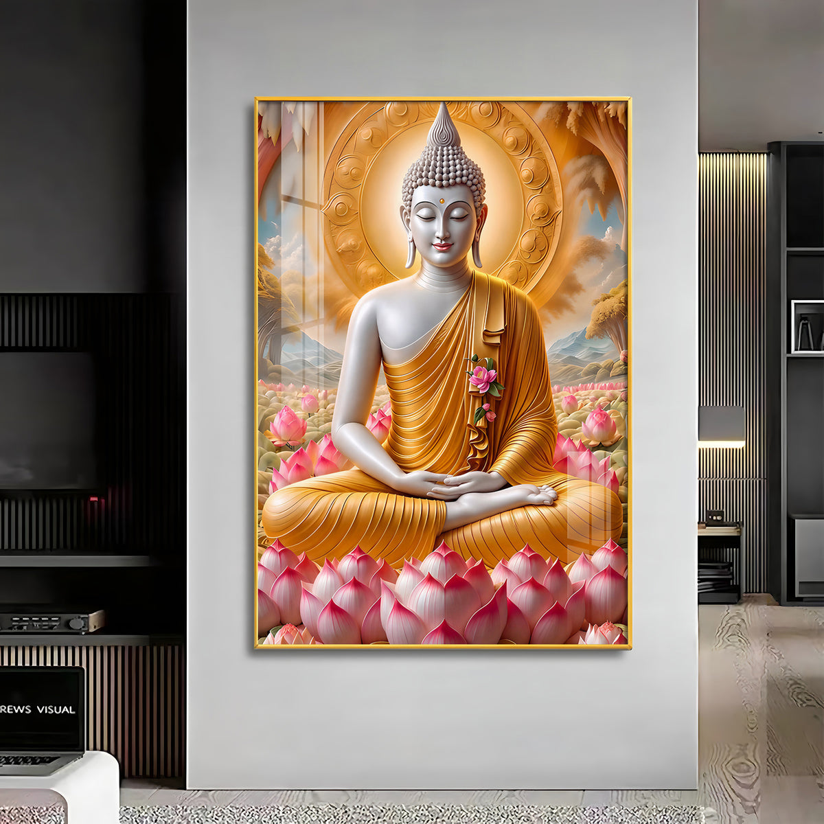 Tamatina Buddha Luxury Crystal Vertical Wall Art