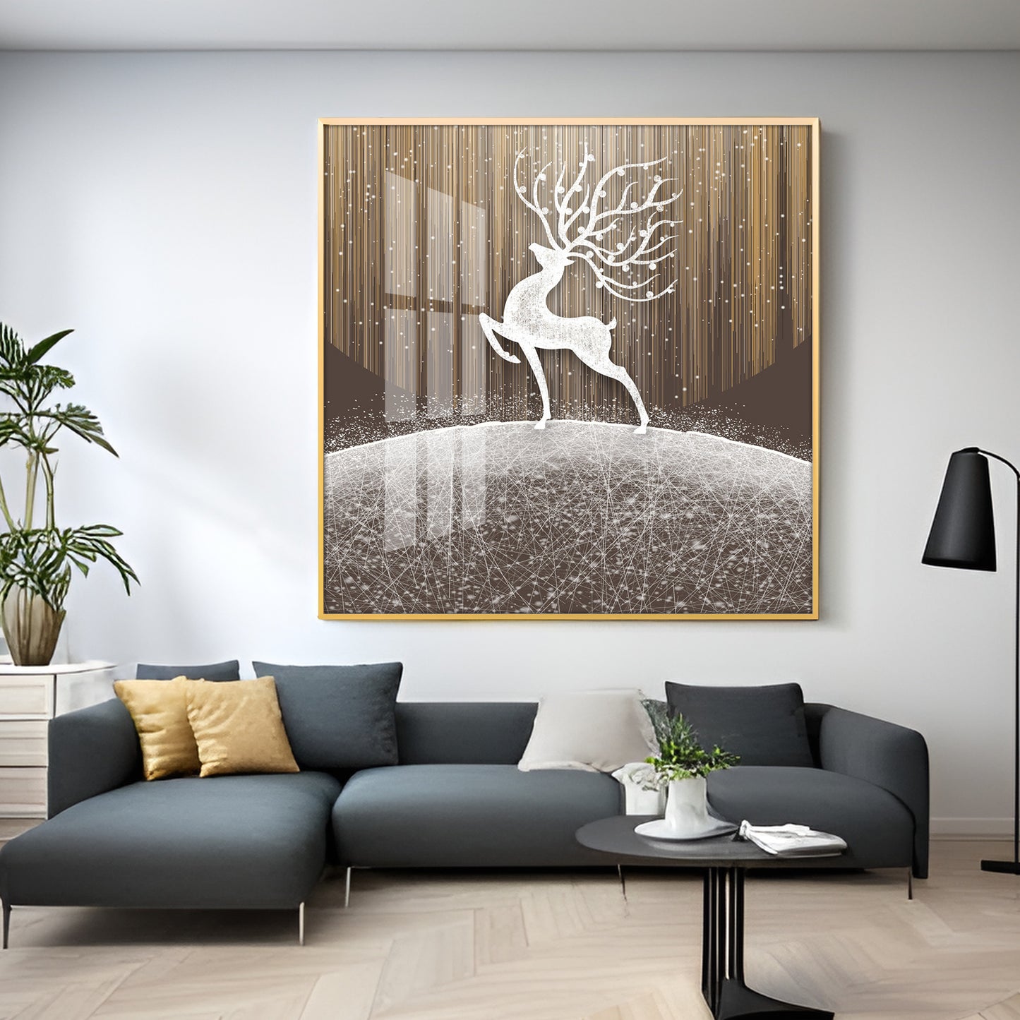 Christmas Snow Deer Premium Acrylic Square Wall Art