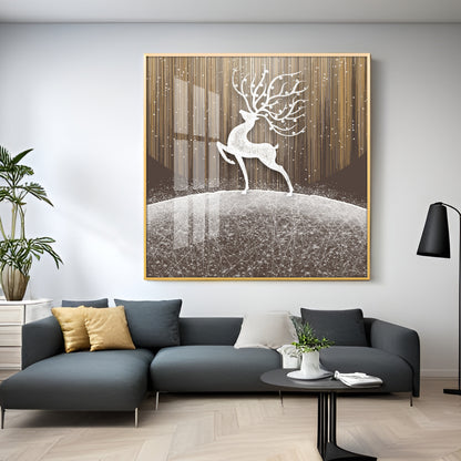 Christmas Snow Deer Premium Acrylic Square Wall Art