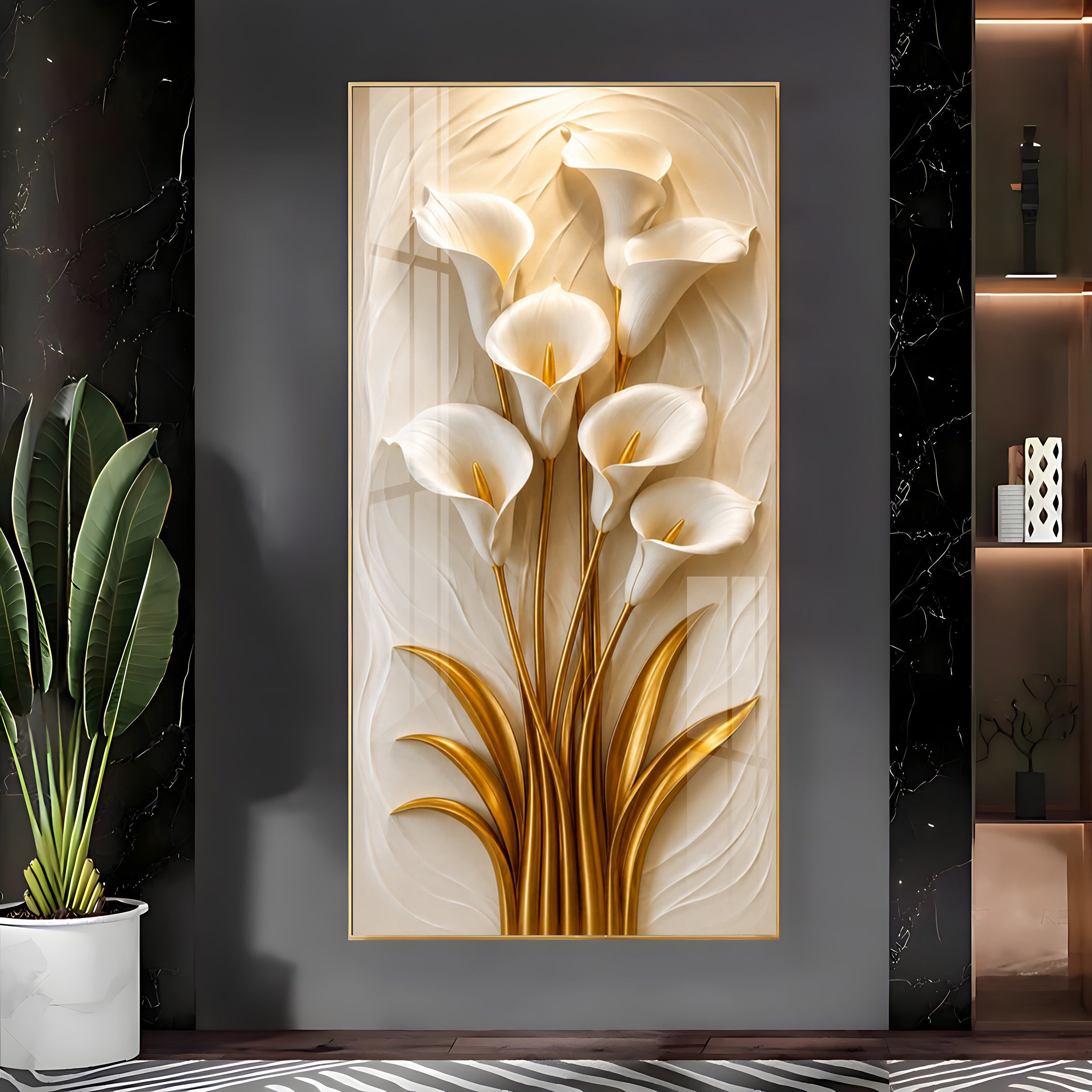 White Calla Lilies Flowers Premium Acrylic Vertical Wall Art