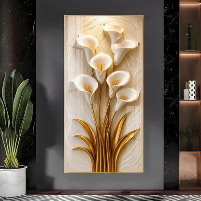 White Calla Lilies Flowers Premium Acrylic Vertical Wall Art
