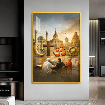 Religion Symbols Premium Acrylic Vertical Wall Art