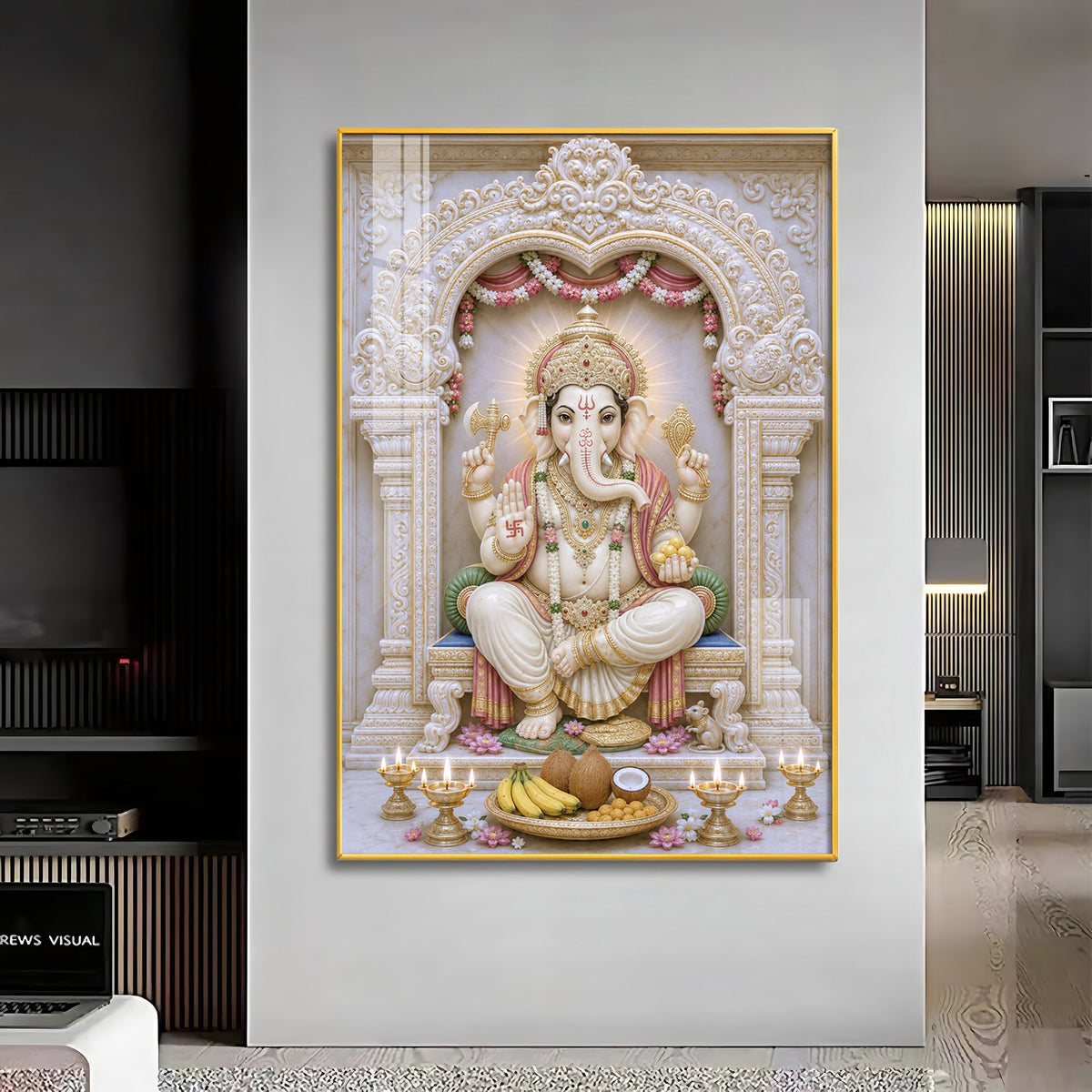 Sacred Lord Ganesha Premium Acrylic Vertical Wall Art