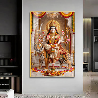 Divine Sherawali Maiya Premium Acrylic Vertical Wall Art