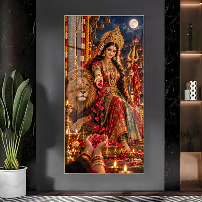 Maa Siddhidatri Premium Acrylic Vertical Wall Art