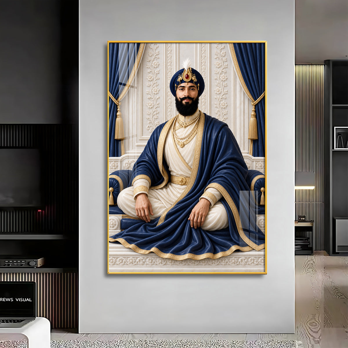 Guru Gobind Singh Ji In Blue Attire Premium Acrylic Vertical Wall Art