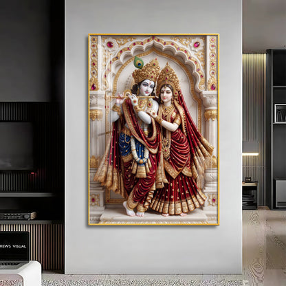 Divine Wisdom Of Radha Krishna Premium Acrylic Vertical Wall Art