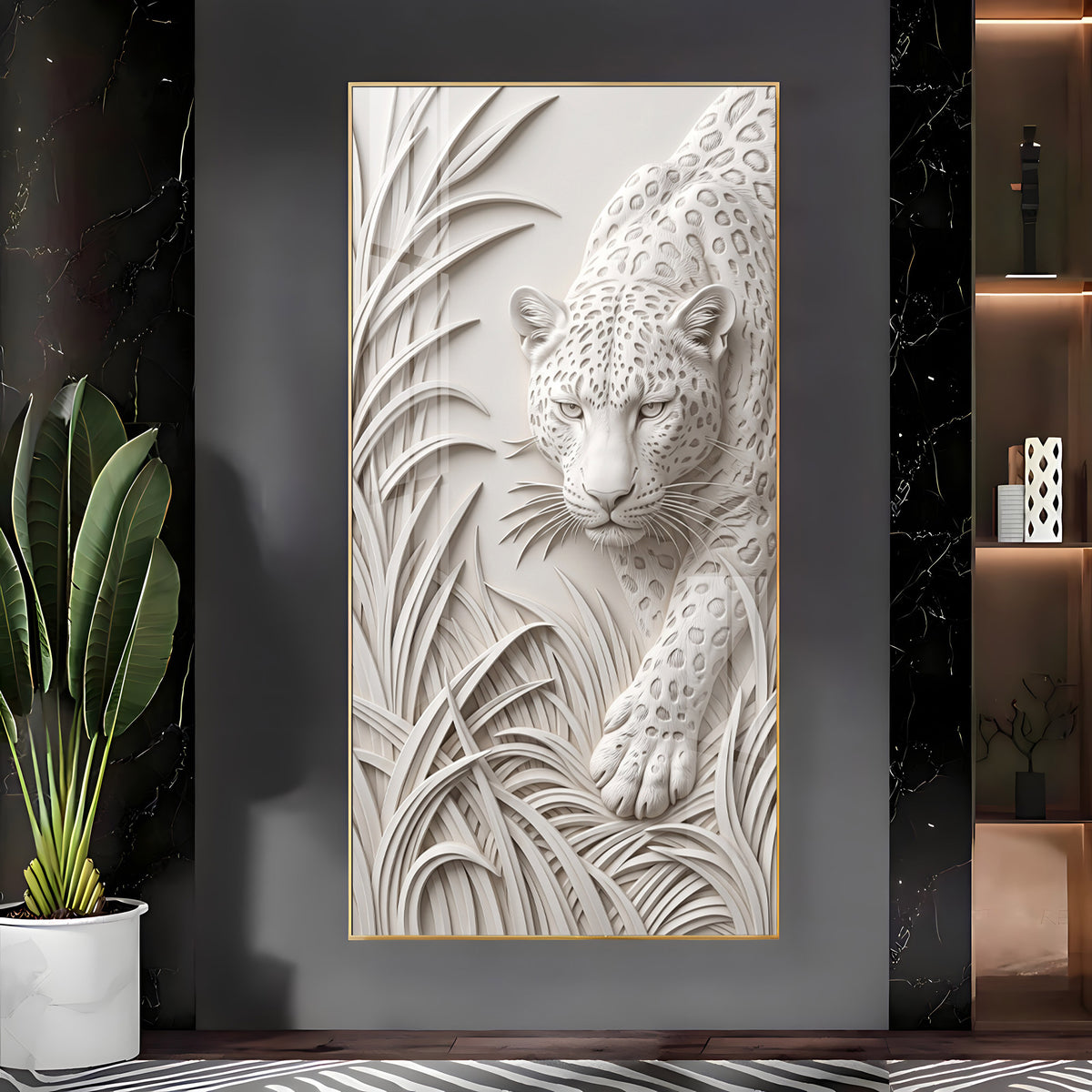 White Leopard Premium Acrylic Vertical Wall Art