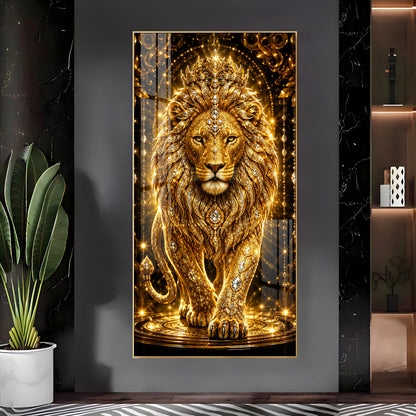 Golden Lion Premium Acrylic Vertical Wall Art