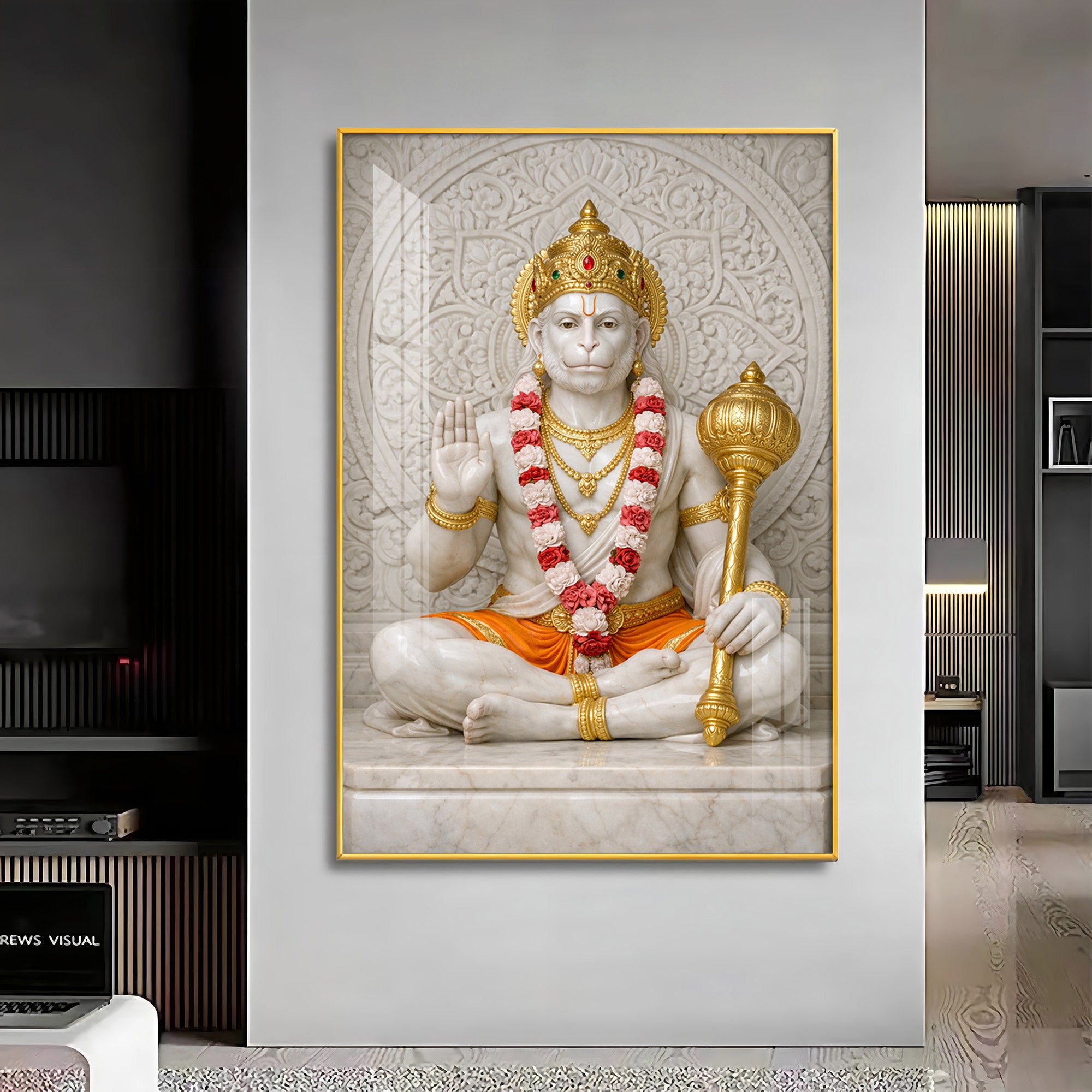 Divine Ram Bhakt Hanuman Premium Acrylic Vertical Wall Art